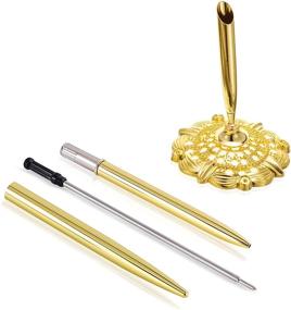 img 2 attached to 💍 Golden RUTICH Hollow Round Pen Holder Set - Ideal for Wedding, Bridal, Engagement, and Valentine's Day Favors