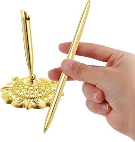 img 1 attached to 💍 Golden RUTICH Hollow Round Pen Holder Set - Ideal for Wedding, Bridal, Engagement, and Valentine's Day Favors