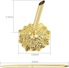 img 3 attached to 💍 Golden RUTICH Hollow Round Pen Holder Set - Ideal for Wedding, Bridal, Engagement, and Valentine's Day Favors