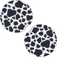 🐄 absorbent car coasters: stylish cup holder accessories for men & women - pack of 2 (cow print) logo