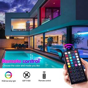 img 1 attached to 🌈 Vibrant 50ft RGB Color Changing Lights for Bedroom,5050 Flexible Non-Waterproof Tape Lights with 24V Power Supply & Remote Control