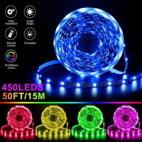 img 2 attached to 🌈 Vibrant 50ft RGB Color Changing Lights for Bedroom,5050 Flexible Non-Waterproof Tape Lights with 24V Power Supply & Remote Control