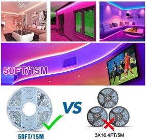 img 3 attached to 🌈 Vibrant 50ft RGB Color Changing Lights for Bedroom,5050 Flexible Non-Waterproof Tape Lights with 24V Power Supply & Remote Control