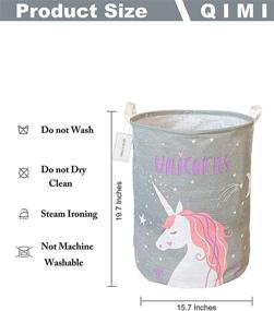 img 3 attached to 🦄 Grey Unicorn Canvas Laundry Basket Storage Bin - Ideal for Toy Box, Gift Baskets, Nursery Hamper, and Laundry Hamper