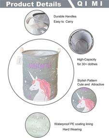 img 2 attached to 🦄 Grey Unicorn Canvas Laundry Basket Storage Bin - Ideal for Toy Box, Gift Baskets, Nursery Hamper, and Laundry Hamper