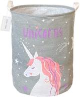 🦄 grey unicorn canvas laundry basket storage bin - ideal for toy box, gift baskets, nursery hamper, and laundry hamper logo