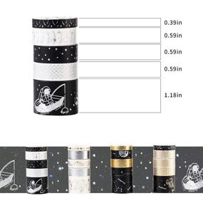 img 1 attached to 🖤 Black Washi Tape Set with Gold Foil Accents: 20 Rolls for DIY Crafts, Scrapbooking, Gift Packaging & Holiday Decoration