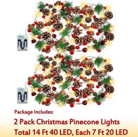 img 3 attached to 7FT Battery Operated Christmas Pinecone Lights: Festive Red Berry & Pine Cone Garland for Indoor/Outdoor Decorations, Thanksgiving & Christmas Party