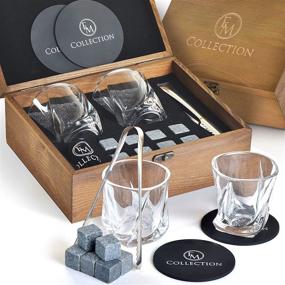 img 4 attached to Premium Whiskey Stones Gift Set - 8 Granite Chilling Rocks and 2 Crystal Bourbon 🥃 Glasses in Wooden Box - Perfect Whiskey Birthday Gift For Him, Men, Dad, Husband, Boyfriend, Boss