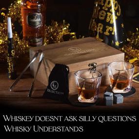 img 1 attached to Premium Whiskey Stones Gift Set - 8 Granite Chilling Rocks and 2 Crystal Bourbon 🥃 Glasses in Wooden Box - Perfect Whiskey Birthday Gift For Him, Men, Dad, Husband, Boyfriend, Boss