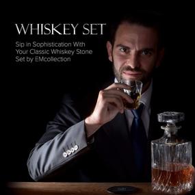 img 2 attached to Premium Whiskey Stones Gift Set - 8 Granite Chilling Rocks and 2 Crystal Bourbon 🥃 Glasses in Wooden Box - Perfect Whiskey Birthday Gift For Him, Men, Dad, Husband, Boyfriend, Boss