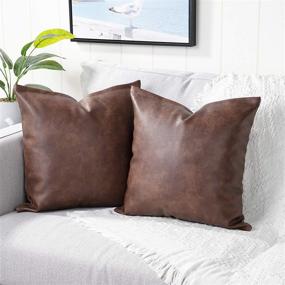 img 3 attached to YAERTUN Leather Decorative Outdoor Pillowcases Bedding