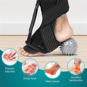 img 2 attached to Aqualief Night Splint - Plantar Fasciitis Relief, Drop Foot & Achilles Tendon Recovery Brace for Heel Pain - Ankle Dorsiflexion Support Brace for Men and Women