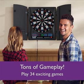 img 2 attached to 🎯 Compact Size Fat Cat Electronx Electronic Dartboard with Over 35 Games, 167 Options, Built-In Cabinet, Dart Storage for up to 12 Darts, Auto Scoring LCD Display, 8-Player Multiplayer, and Soft Tip Darts