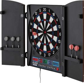 img 4 attached to 🎯 Compact Size Fat Cat Electronx Electronic Dartboard with Over 35 Games, 167 Options, Built-In Cabinet, Dart Storage for up to 12 Darts, Auto Scoring LCD Display, 8-Player Multiplayer, and Soft Tip Darts