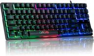 🌈 rgb tkl gaming keyboard, chonchow compact usb wired 87 keys tenkeyless gaming keyboard with rainbow led backlight for laptop ps4 pc computer games and work logo