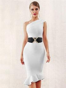 img 1 attached to 👗 VOCHIC Wide Belt Elastic Stretch Interlock Buckle Thick Waist Band for Women's Dresses