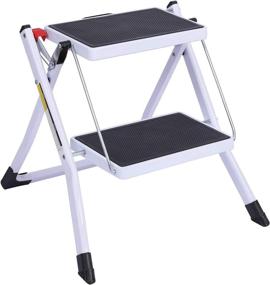 img 4 attached to 🔝 CAMPMOON Foldable Ladder Kitchen with Anti-Slip Design - Ideal for Kids' Home Storage