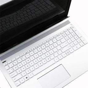 img 4 attached to White Keyboard Cover for 2020 2019 HP Envy 17 Series 17m-ae011 17m-ae111 / 17.3-inch HP 17-bs Series 17-bs010 17-bs020 17-bs019 17-bs049 / 15.6-inch HP Envy X360 15 / Pavilion 15
