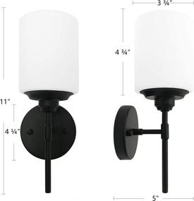 img 3 attached to 🔦 WS68 Wall Sconce 1-Light with White Frosted Glass Shade for Bathroom Bedroom Stair Cafe, UL Listed (Black) - Enhancing Online Discoverability