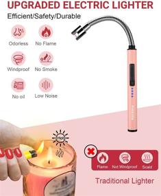 img 3 attached to 🕯️ Rose Gold USB Rechargeable Electric Arc Candle Lighter with Windproof & Double Safety Switch - Plasma Flameless Lighters