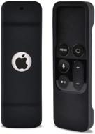 📱 pkrlovewm shockproof silicone remote control case for apple tv 4k & 4th gen - siri remote, black logo