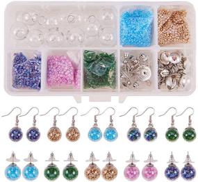 img 4 attached to 📦 SunnyClue Box: DIY 10 Pairs Crystal Bubble Glass Ball Bottle Dangle Stud Earring Making Starter Kits - Jewelry Craft Supplies for Adults, Women, Girls in Silver