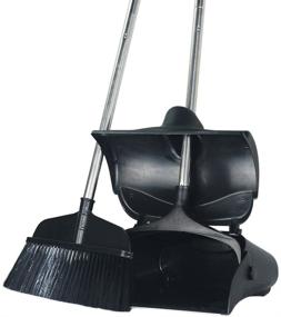 img 4 attached to 🧹 GLOYY Lobby Broom and Dustpan Set with Adjustable Height - Upright Grips Sweep Set with Broom, Black