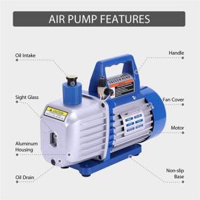 img 2 attached to 🌀 VIVOHOME 110V 1/2 HP Dual Stage Rotary Vane HVAC Air Vacuum Pump - Reliable 5 CFM Performance with Oil Bottle - ETL Listed