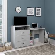 🛋️ ameriwood home rebel 3-in-1 media dresser and desk combo, dove gray: the ultimate functional furniture piece logo