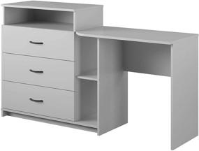 img 1 attached to 🛋️ Ameriwood Home Rebel 3-in-1 Media Dresser and Desk Combo, Dove Gray: The Ultimate Functional Furniture Piece