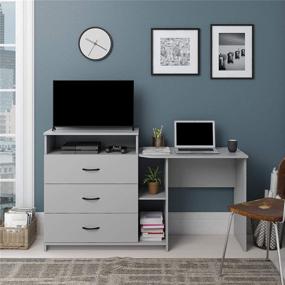 img 3 attached to 🛋️ Ameriwood Home Rebel 3-in-1 Media Dresser and Desk Combo, Dove Gray: The Ultimate Functional Furniture Piece