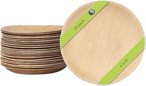 img 4 attached to 🌿 Naturally Chic Palm Leaf Compostable Plates, 6" Round Biodegradable Disposable Small Dinnerware Set - Eco Friendly Bamboo-like Plates (25 Pack) for Weddings and Events