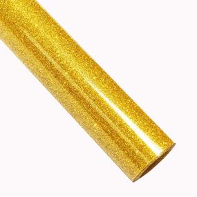 img 4 attached to 🌟 Glitter Gold Iron On Heat Transfer Vinyl Roll - 12 Inches by 10 Feet, Ideal for T-Shirt Designs