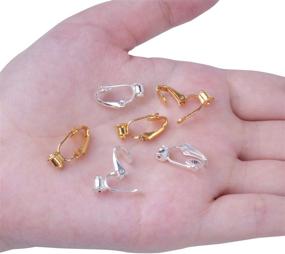 img 1 attached to BronaGrand 20 PCS Earring Clip Backs Converter 👂 Findings with Post for Non-Pierced Ears, Silver & Gold