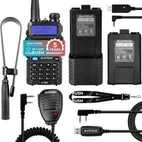 img 4 attached to Расширенный комплект двухсторонних радио BAOFENG UV-5RUSH 8W с увеличенными аккумуляторами BL-5 емкостью 3800mAh и 2800mAh, складной тактической антенной 18.7”, динамиком-микрофоном, USB-зарядным устройством и кабелем для программирования