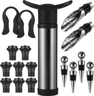 🍷 wine tool set - wine saver vacuum pump, 8 vacuum wine stoppers, 2 foil cutters, 2 wine pourers, and 4 round head wine plugs – 17-piece essential kit for wine lovers and enthusiasts логотип