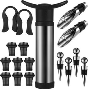 img 4 attached to 🍷 Wine Tool Set - Wine Saver Vacuum Pump, 8 Vacuum Wine Stoppers, 2 Foil Cutters, 2 Wine Pourers, and 4 Round Head Wine Plugs – 17-Piece Essential Kit for Wine Lovers and Enthusiasts