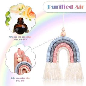 img 2 attached to 🌈 Boho Rainbow Car Charm Macrame Diffuser: Handmade Hanging Accessories for Car Interior