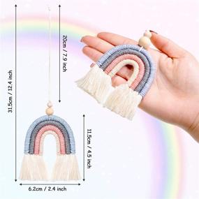 img 3 attached to 🌈 Boho Rainbow Car Charm Macrame Diffuser: Handmade Hanging Accessories for Car Interior