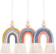 🌈 boho rainbow car charm macrame diffuser: handmade hanging accessories for car interior logo