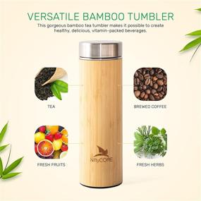 img 1 attached to Bamboo Tumbler with Tea Infuser Bottle Loose Leaf Strainer: Advanced Double Insulated Stainless Steel Travel Thermos for Tea Lovers & Coffee Enthusiasts | Leak-Proof 17 oz Hot Coffee Mug & Fruit Water Bottle +