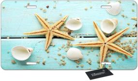 img 4 attached to 🌊 WONDERTIFY Starfish Shell Blue Wood on Beach Scenery License Plate - Decorative Car Front Tag, Aluminum Novelty Plate for Men/Women/Boy/Girls Car - 6 X 12 Inch