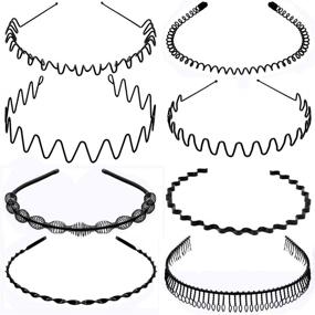 img 4 attached to 💫 Oaoleer Metal Headbands: Stylish Spring Wavy Non-Slip Hair Bands (8 PCS) for Men and Women