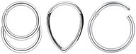 💍 16g 18g surgical steel septum nose ring for men women - modrsa clicker, hoop, sleeper earrings - tragus, daith, helix, cartilage piercings jewelry - hinged clicker lip ring - 8mm 10mm sizes available logo