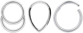 img 2 attached to 💍 16g 18g Surgical Steel Septum Nose Ring for Men Women - MODRSA Clicker, Hoop, Sleeper Earrings - Tragus, Daith, Helix, Cartilage Piercings Jewelry - Hinged Clicker Lip Ring - 8mm 10mm Sizes Available