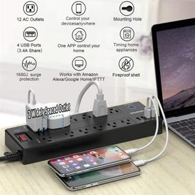 img 3 attached to 💡 ANHAORUI Smart Plug Power Strip with Alexa/Google Home, 6 Outlets + 4 USB, Surge Protector, 6ft Extension Cord, ETL Listed