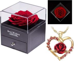 img 3 attached to 🌹 Eternal Preserved Real Rose Necklace - Perfect Valentine's Day, Wedding Anniversary, Birthday Gift (Real Rose with Drawer)