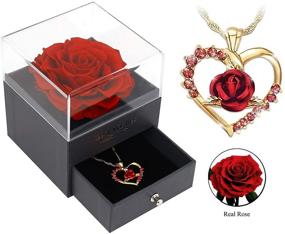 img 1 attached to 🌹 Eternal Preserved Real Rose Necklace - Perfect Valentine's Day, Wedding Anniversary, Birthday Gift (Real Rose with Drawer)