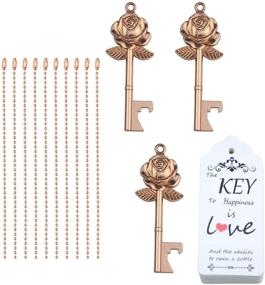 img 3 attached to 52-Piece Rose Flower Key Bottle Opener Set: Wedding Favors with Escort Tag Card and Keychain (Rose Gold) for Rustic Weddings